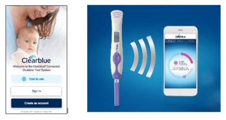 Clearblue Connected Ovulation test and phone screen