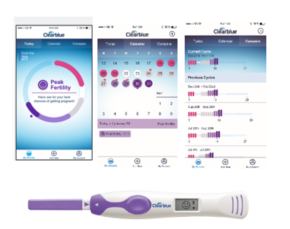Iphone app views of Clearblue Connected Ovulation test results