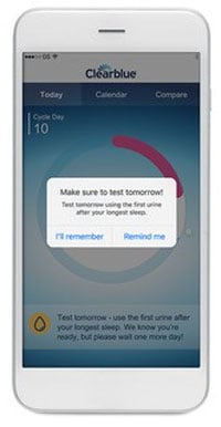 connected ovulation test application screen