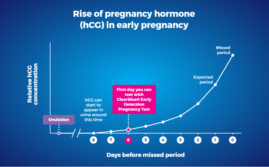 Graph about the rise of pregnancy hormone (hCG) in early pregnancy